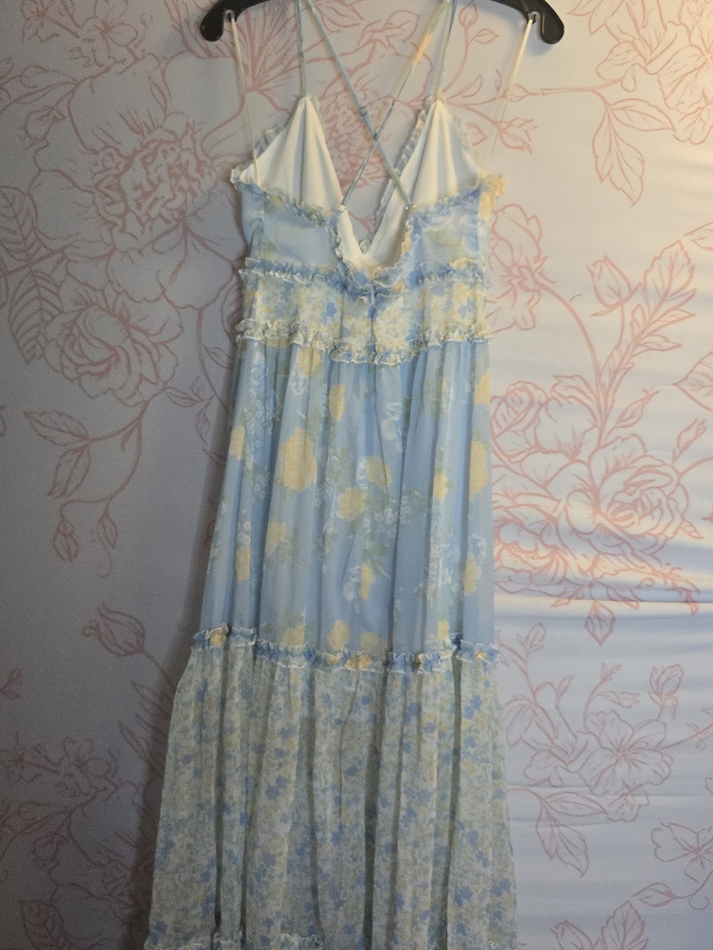 Altar'd State Light Blue Floral Maxi Dress with Yellow Blooms - Picture 6 of 7